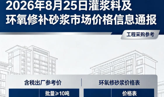 恩施2026年8月25日灌浆料及环氧修补砂浆市场价格信息通报